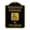 Signmission Reserved Parking in Rear W/ Graphic, Black & Gold Aluminum Sign, 18" x 24", BG-1824-23067 A-DES-BG-1824-23067 - alternate 1